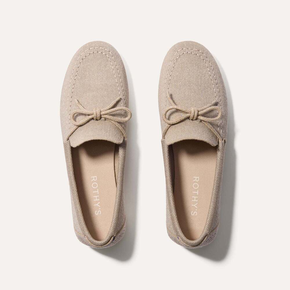 Rothy's Beige Knit Driving Loafers
